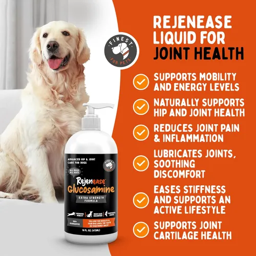 Miniatura 2 de Suplemento líquido prémium para cadera y articulaciones de glucosamina para perros, alivio del dolor natural rápido y mejor movilidad, extra fuerte