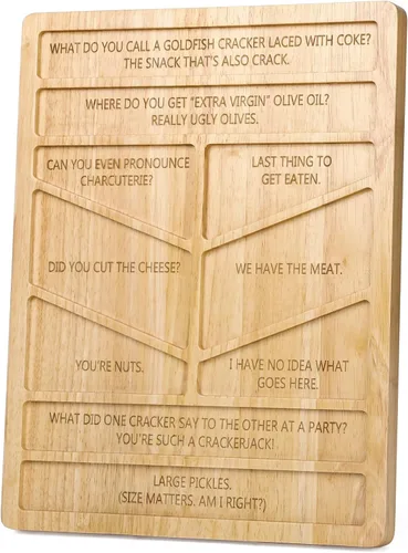 Vastsea Divertidas tablas de charcutería con chistes, grandes platos de madera para entretener, anfitriona de boda, regalos de inauguración de la