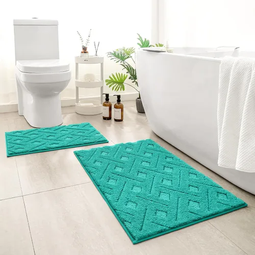 Miniatura 12 de HOMEIDEAS - Juego de alfombras de baño de 2 piezas, antideslizantes, lavables a máquina, de felpa extra suave y absorbente, para baño, tina y ducha