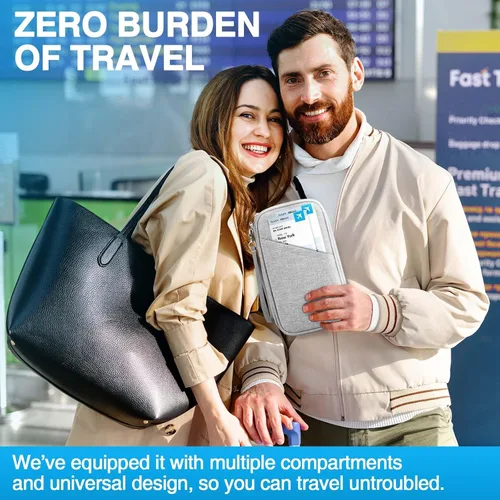 Miniatura 7 de Cartera para pasaporte familiar para mujer, con bloqueo Rfid para pasaporte, carteras de primera calidad esenciales de viaje, bolsa impermeable