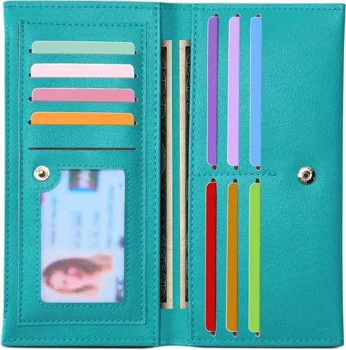 Miniatura 23 de Tipmile Cartera ultra delgada para mujer, cartera de cuero plegable para mujer, cartera RFID, cartera de bloqueo RFID para tarjetas de crédito