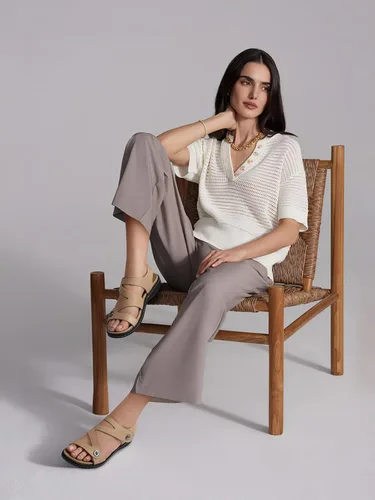 Miniatura 3 de TEMOFON Sandalias para mujer de verano elegante: puntera abierta, cómodas para caminar, sandalias planas con soporte para el arco, tallas 5-11