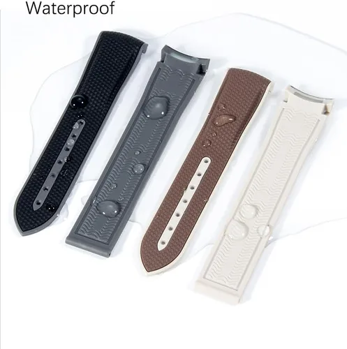 Miniatura 6 de Correa de goma de extremo curvado compatible con Omega X Swatch Moonswatch Speedmaster y más relojes de 0.78 pulgadas, correa de repuesto para reloj