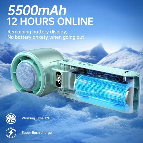 Miniatura 5 de Ventilador portátil de mano con enfriador de hielo: Ventilador de mano recargable de 100 velocidades de 5500 mAh, ventiladores personales