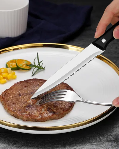 Miniatura 6 de EUIRIO Juego de cubiertos de 48 piezas con cuchillos para carne, cubiertos de acero inoxidable resistente para 8, cubiertos de grado alimenticio