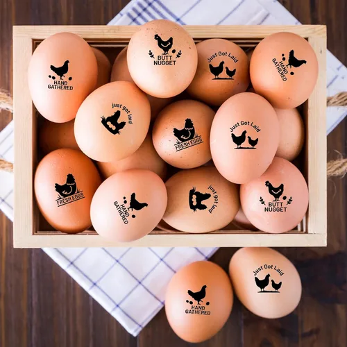 Miniatura 7 de 5 sellos de huevos frescos, 5 patrones de plástico para huevos de Pascua para el hogar, granja, gallinero, suministros de granja