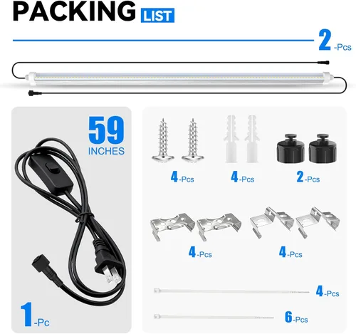 Miniatura 8 de JESLED Luces de cultivo impermeables para plantas de interior, 2 pies de espectro completo 5000K LED para inicio de semillas, plántulas y verduras