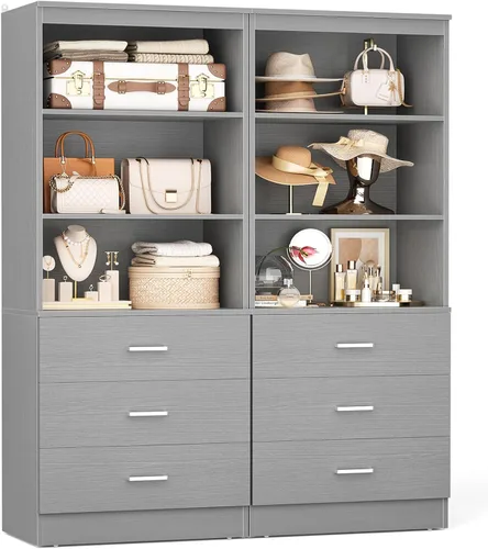 Miniatura 8 de Aheaplus Sistema de cajones de armario de 23.6 pulgadas, sistema organizador de armario de madera con 3 cajones, unidad de almacenamiento modular