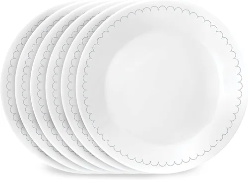 Miniatura 7 de Corelle Juego de 6 platos redondos de 21.6 cm para almuerzo, vidrio de triple capa Vitrelle, platos redondos ligeros, platos para ensalada