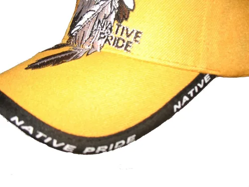 Miniatura 3 de Gorra de bola bordada de color amarillo con águila nativa india del orgullo nativo americano