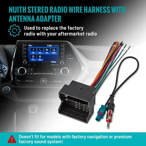 Miniatura 2 de NuIth Arnés de cables de radio estéreo con adaptador de antena compatible con BMW 2000-2010/Volkswagen 2004-2015/Mercedes-Benz Sprinter 2007-2015