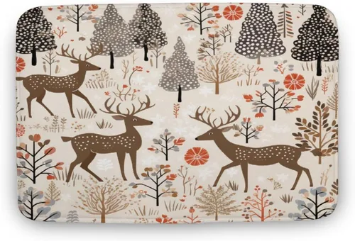 Miniatura 9 de Alfombra de baño con árbol de Navidad con ciervos en invierno, alfombra de baño vintage de terciopelo de Navidad, alfombra de baño para ducha
