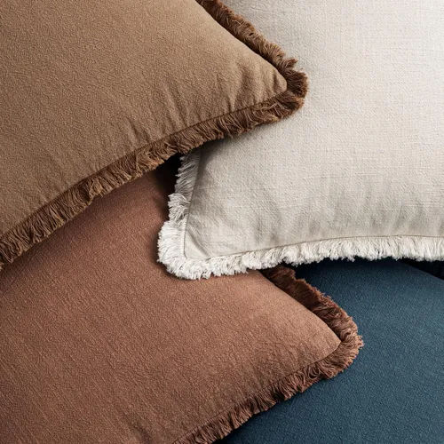 Miniatura 6 de MIULEE Juego de 4 fundas de almohada decorativas de lino neutro con flecos, fundas de almohada modernas y rústicas para cama, sofá, sala de estar