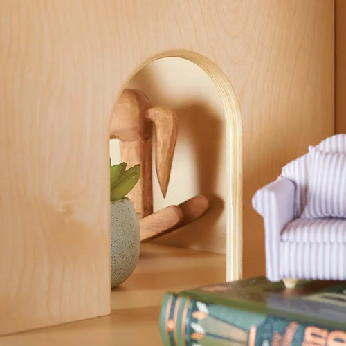 Miniatura 8 de Guidecraft EdQ - Estantería para casa de muñecas, color natural: estantes organizadores de madera para niños con contenedores de almacenamiento