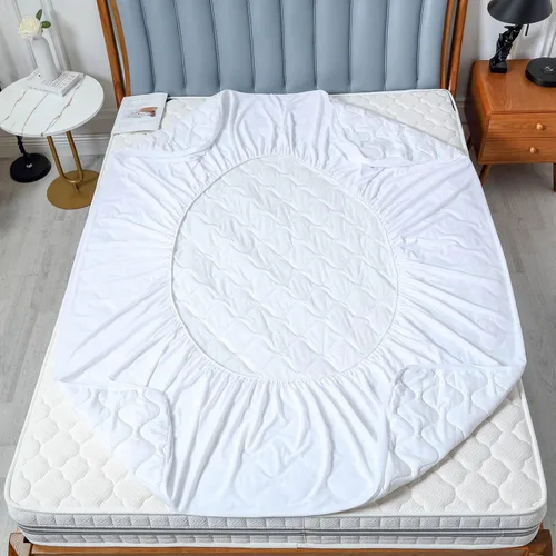 Miniatura 6 de Protector de colchón acolchado impermeable tamaño matrimonial para colchón de aire, suave, silencioso, funda de colchón ajustada con bolsillo