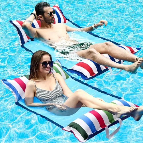 FindUWill Hamaca flotante de tela para piscina, XL, paquete de 2 flotadores inflables multiusos para hamacas de agua (silla, silla, hamaca, CLÁSICO