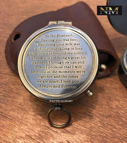 Miniatura 6 de Brújula grabada, regalo para marido, aniversario, regalo de boda para él, regalo de novio a larga distancia, regalo de prometido I Miss You regalo