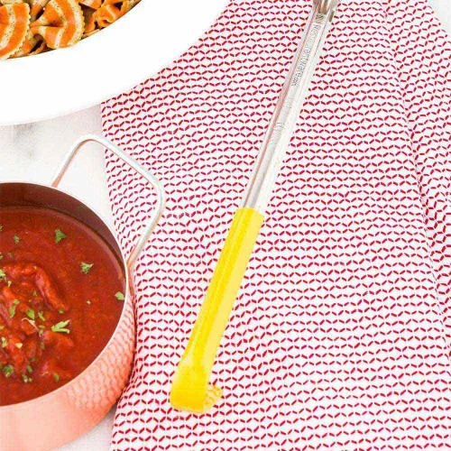 Miniatura 3 de Restaurantware Met Lux - Cucharón de sopa de 1 onza con mango de gancho, cuchara para servir, con mango amarillo, cuchara de cocina de acero