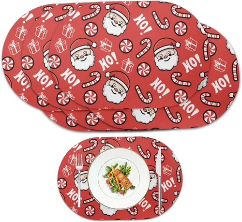 Miniatura 11 de Pumpkin Placemats Oval Placemats Set of 2 Black Cat Table Mats for Dining Tables Washable Heat Resistant Place Mats for Holiday Party Use 12X18 Inch