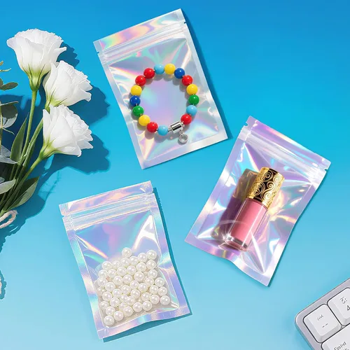 Miniatura 7 de Bolsas holográficas, bolsas resellables a prueba de olores de 3 x 4 pulgadas para alimentos, pequeñas empresas y fiestas (100 unidades)
