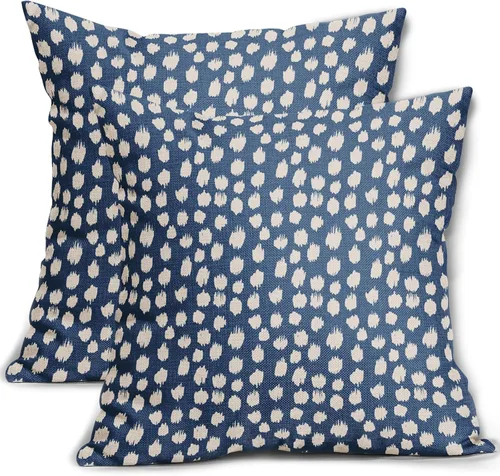 Miniatura 53 de Fundas de almohada marrón y blancas de 18 x 18 pulgadas, juego de 2 almohadas boho grises con lunares, fundas de almohada modernas estampadas