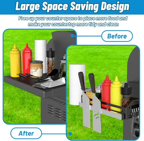 Miniatura 3 de Organizador de Plancha para Planchas Blackstone de 17"/22"/28"/36"/Carrito de Preparación, Accesorios de Plancha Blackstone que Ahorran Espacio