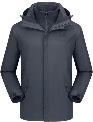 Miniatura 12 de CAMEL CROWN - Chaqueta de esquí para hombre 3 en 1, chaqueta de invierno impermeable para nieve, cortavientos, con capucha y forro polar cálido Gris