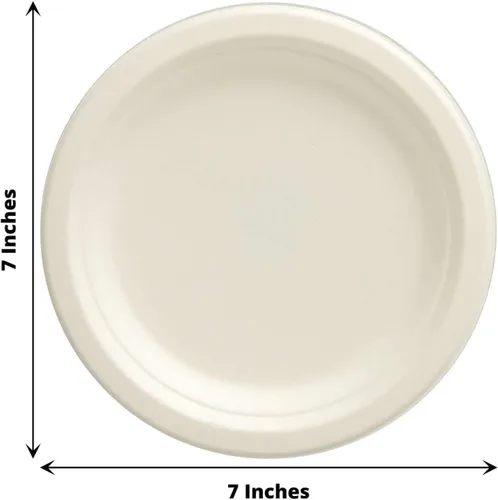 Miniatura 3 de Efavormart - Paquete de 50 platos redondos de bagazo biodegradables blancos de 7 pulgadas, compostables, ecológicos, desechables, aperitivos, Tipo 17