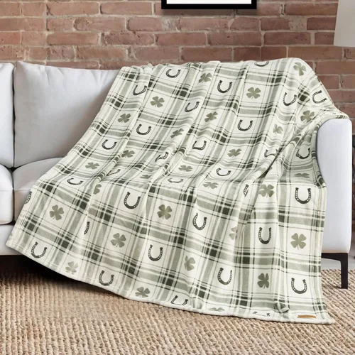 Miniatura 11 de Lucky Brand Camper Plaid Verde Oliva 50"x70" Manta de Felpa Acogedora - Manta de Microfibra Premium para Comodidad y Estilo Lujosos