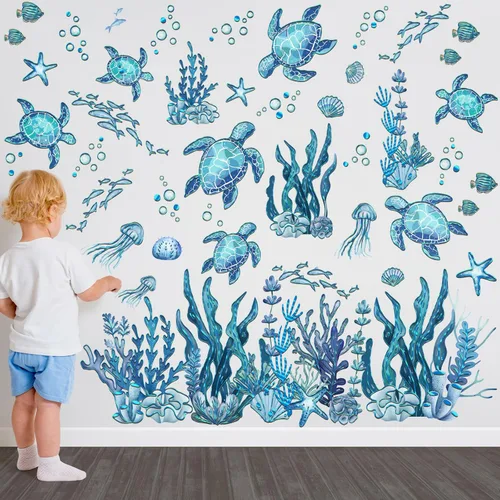 Miniatura 8 de Calcomanías de pared de animales de acuarela de 56.29 x 44.88 pulgadas, calcomanías de animales de selva, tigre, elefante, cebra, jirafa, mono