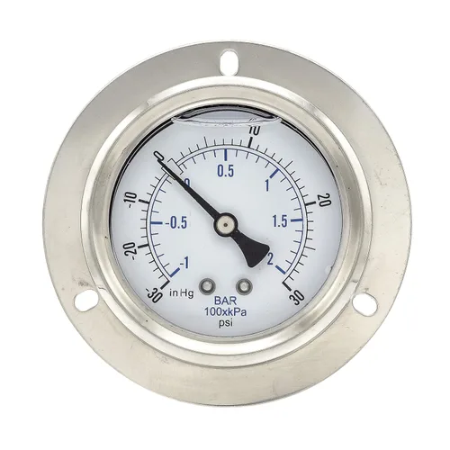Miniatura 17 de PIC Gauges 204L-404F Manómetro de presión relleno de glicerina con brida frontal con carcasa SS/bisel, internos de latón, lente de PC, esfera de 4
