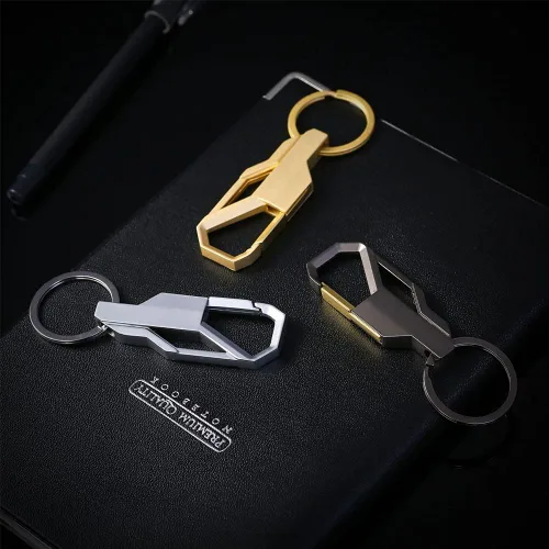 Miniatura 4 de 2 paquetes de aleación de zinc resistente a los arañazos llavero de coche clip bobina Cool Ring hebilla llavero regalo de negocios para hombre gris