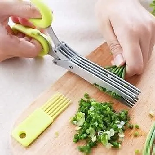 Miniatura 3 de Tijeras de cocina de acero inoxidable de 5 hojas para hierbas, picar hierbas frescas y verduras de hoja verde, utensilios de cocina, cortador