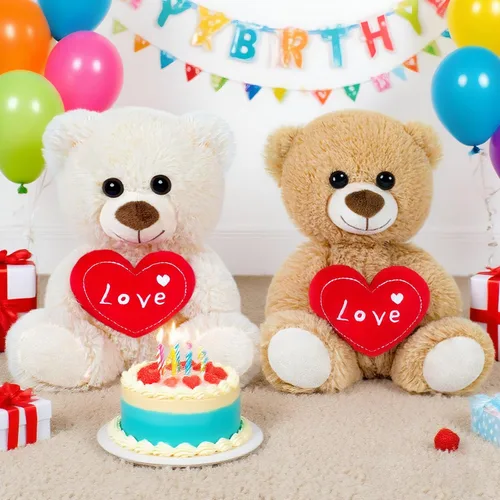 Miniatura 6 de Regalos para el día de la madre, oso pequeño y pequeño, animales de peluche lindos con texto en inglés "I Love You", juguete de peluche suave