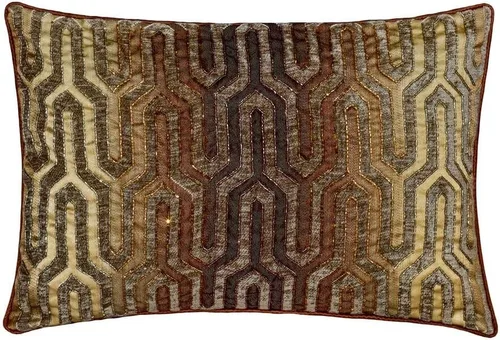 The HomeCentric Funda de almohada lumbar decorativa marrón de 12 x 14 pulgadas (11.8 x 13.8 in), almohada oblonga con cuentas de terciopelo y
