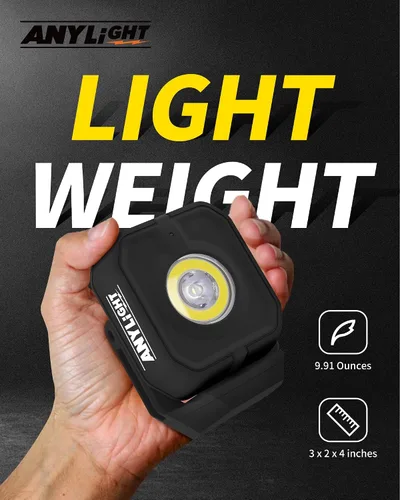 Miniatura 4 de Luz de trabajo LED con 4 modos, luz magnética COB portátil de 1200LM, foco recargable de 3350mAh y reflector, rotación de 150°, impermeable IP65