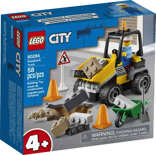 Miniatura 4 de LEGO City Roadwork Truck 60284 Kit de construcción de juguete; juego de construcción de obras viales geniales para niños, nuevo 2021 (58 piezas)