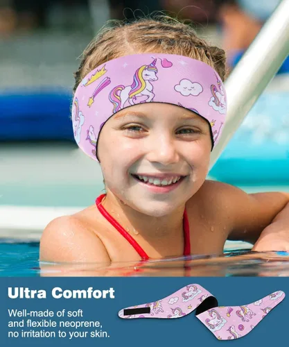 Miniatura 4 de MoKo Diadema de natación para niños y adultos, linda diadema Swinmmers para mantener el agua fuera, impermeable, banda de protección para los oídos