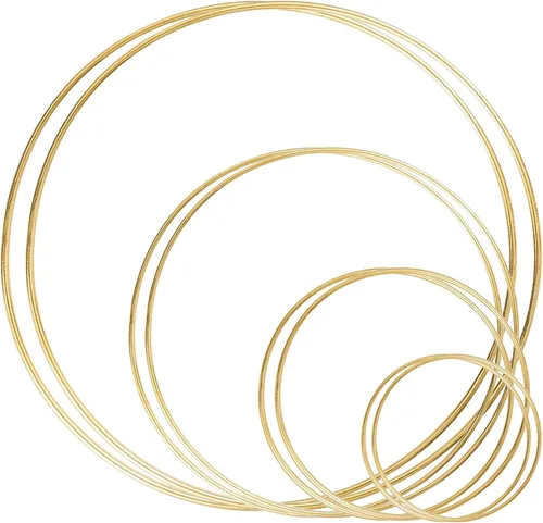 Paquete de 8 anillos de aro de metal grandes con diseño floral de macramé (6 pulgadas, 8 pulgadas, 10 pulgadas, 12 pulgadas) para hacer decoración