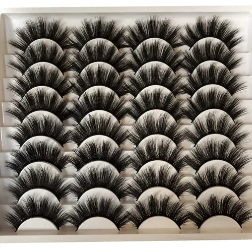 Miniatura 7 de Pestañas postizas de 0.787 pulgadas de grosor, paquete de 16 pares de pestañas postizas dramáticas, 2 estilos 5D, largas, suaves, hechas a mano
