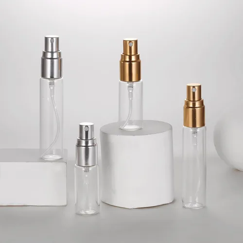 Miniatura 3 de Juego de 20 botellas de perfume de viaje de 10 ml, atomizador recargable, botella vacía hidratante (con tapas doradas)