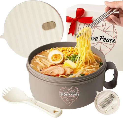 Miniatura 23 de AI LOVE PEACE Tazón de ramen, olla de ramen, tazón de ramen para microondas, tazón grande de fideos de 40 onzas, tazón para microondas, cuencos