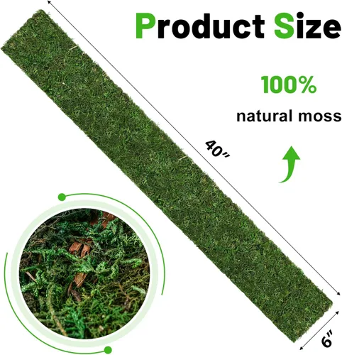 Miniatura 2 de Rollo de musgo seco verde de 40 x 6 pulgadas, hoja de musgo preservado para manualidades, decoración de mesa, hada, boda, fiesta, bosque, decoración