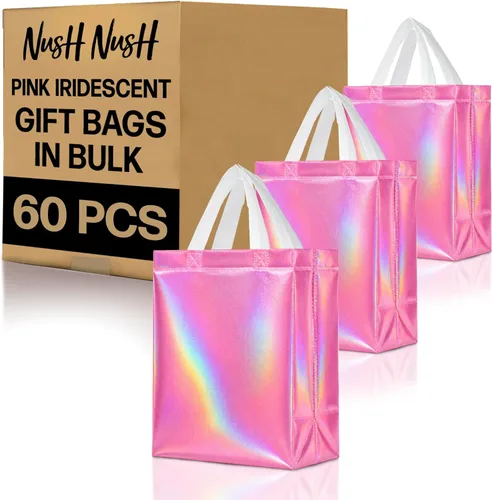 Miniatura 36 de Nush Nush Bolsas de regalo de color azul aguamarina de gran tamaño – Juego de 30 bolsas de regalo azul claro brillante con asas a granel – Bolsa