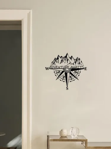 Miniatura 4 de Resama Brújula de Metal en Rosa para Decoración de Pared Aventuras por Todas Partes - Arte de Pared Náutica y Montaña para Colgar en la Sala