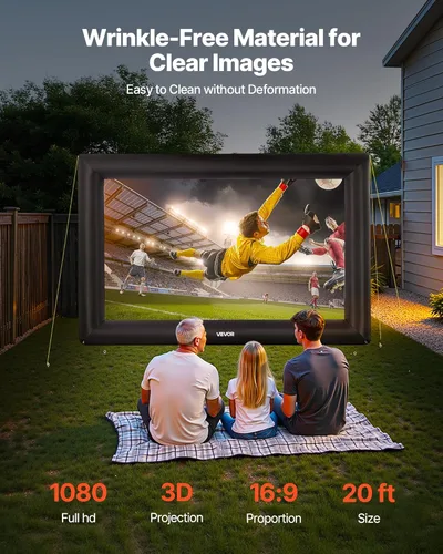 Miniatura 2 de VEVOR Pantalla de proyector inflable de 20 pies, pantalla de cine inflable para exteriores con soplador de aire de 250 W, pantalla de proyección