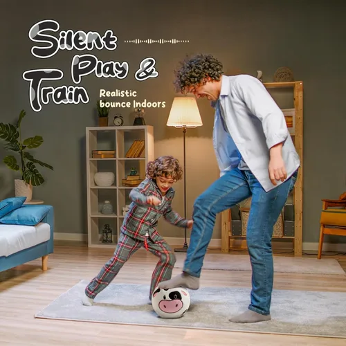 Miniatura 5 de VangeBow Pelotas de fútbol silenciosas para interior para niños pequeños de 1 a 3 años, juguetes de fútbol de peluche suave inflable para bebés