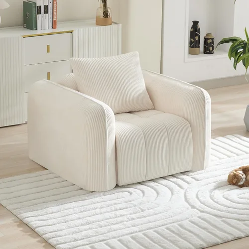 Miniatura 24 de Sofá Loveseat Sin Armazón de 66'', Sofá de 2 Plazas con Asientos Profundos Acolchados con Reposabrazos Redondeados, Sofá Nube de Pana Tapizado