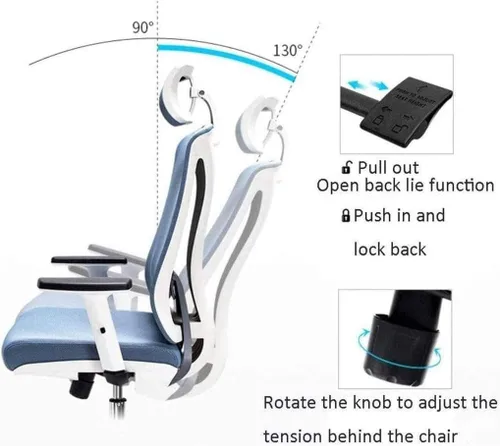 Miniatura 4 de Silla ergonómica para computadora, silla de oficina de ingeniería para el hogar, cómoda silla reclinable para juegos, soporte de cintura (E)