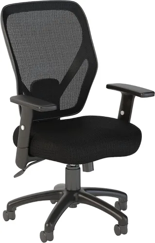 Bush Business Furniture Accord Silla de oficina con respaldo de malla en color negro | Solución de asiento ergonómico para estación de trabajo de